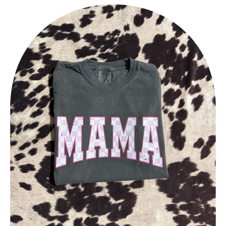 Pink Checkered Mama Tee